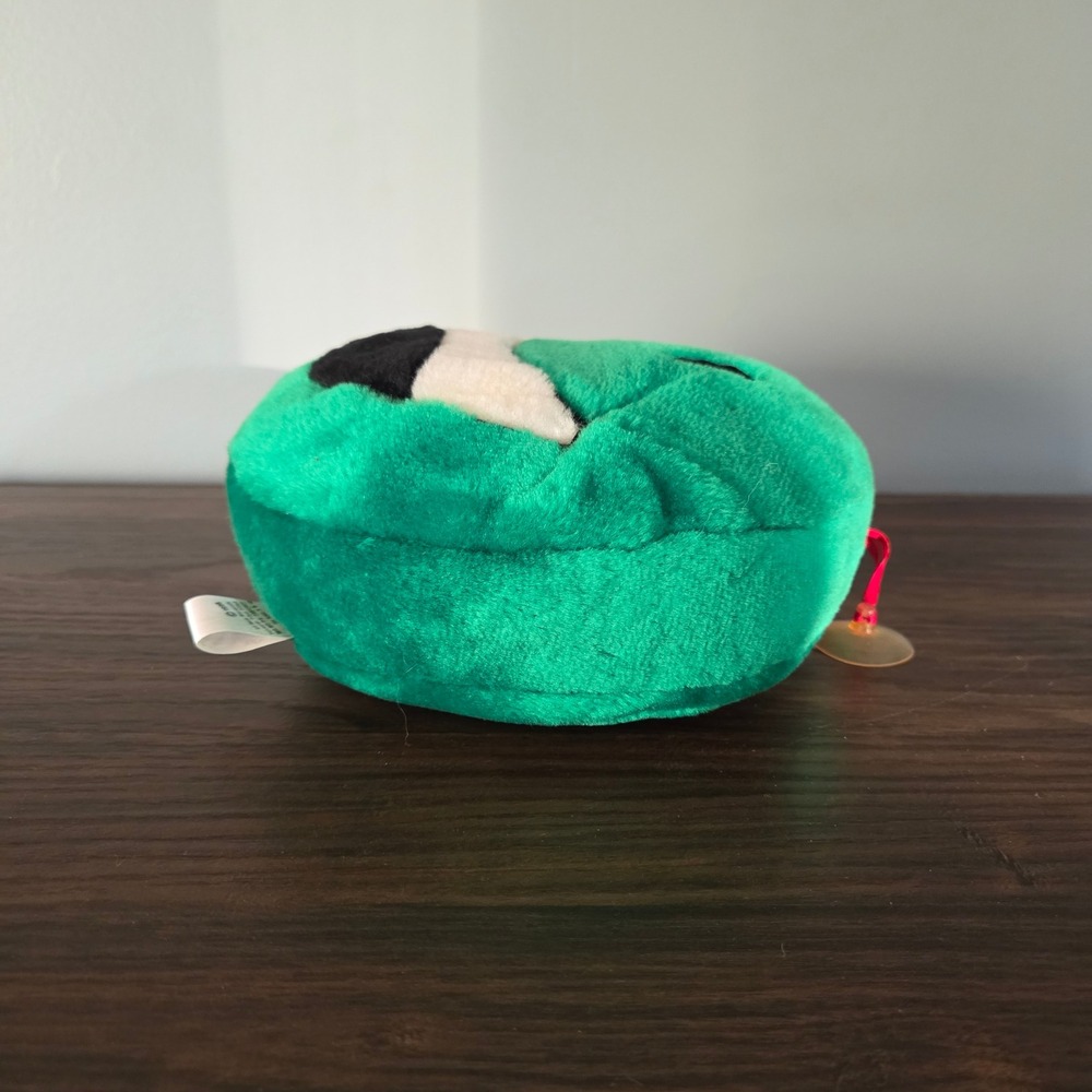 Vintage 1996 Sugar Loaf Green Smiley Face Plush 8in Suction Cup Toy Retro Decor - Picture 5 of 8